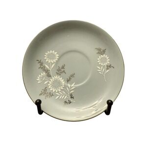 Seyei Starlite 3171‎ Fine China Saucers Blue Gray Silver Floral Vintage Set Of 5